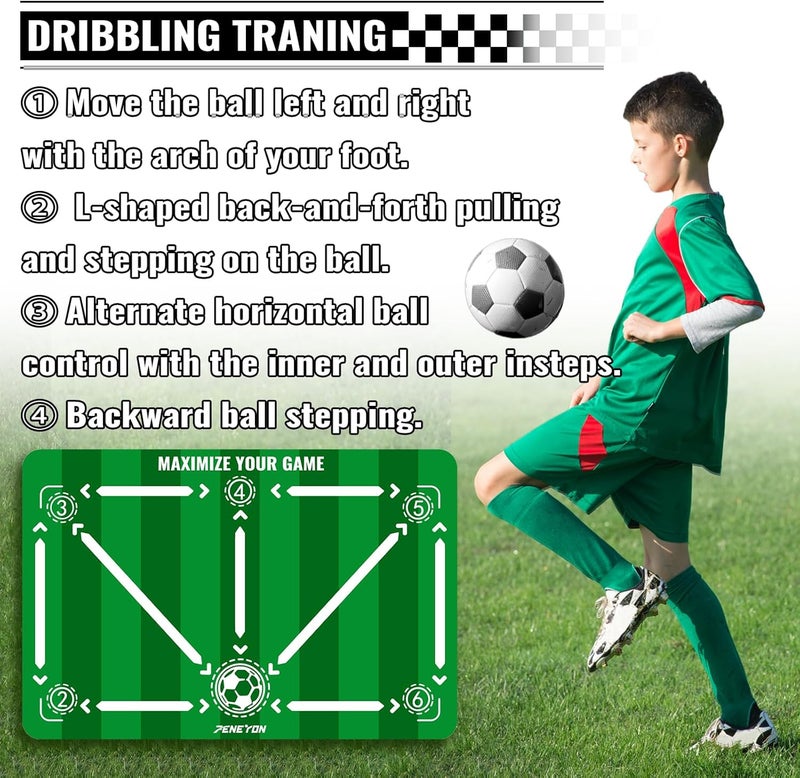 peneyon Soccer Training Mat with Adjustable Soccer Trainer - Non-Slip Soccer Training Equipment for Kids Youth to Boost Speed, Strength & Coordination | Soccer Trainer for Indoor/Outdoor Drills - Image 3